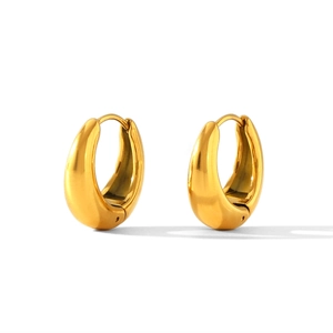 U-shaped 18K gold plated stainless steel chunky hoop earrings on a white background