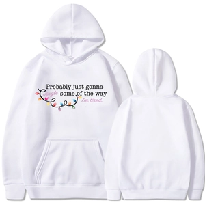 White Christmas hoodie with 'Probably Just Gonna Jingle' graphic and kangaroo pocket