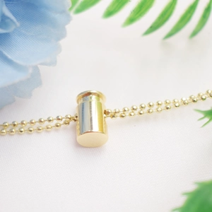 14K gold plated cylinder pendant with bead chain connector for DIY jewelry making