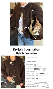 Détails du cardigan en maille marron doux avec texture laine et fermeture boutonnée