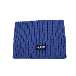 Winter wide ribbed knit blue headband with GRANK patch for outdoor sports and fashion