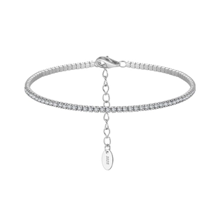 Elegant S925 sterling silver bracelet with sparkling single row of white cubic zirconia
