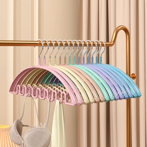 Non-slip wave clothes hangers with wide shoulder design in multiple macaron colors