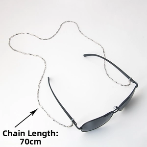 Detail of 70cm stainless steel glasses chain with non-slip silicone loops on sunglasses