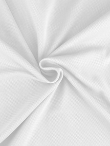 Macro texture of breathable white mesh fabric with fine knit structure and soft drape