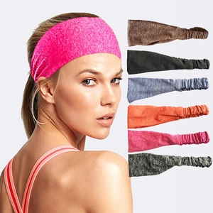 Detail view of multi-colored athletic sweatbands with high-elasticity fabric display