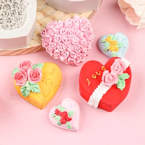 3D rose heart silicone mold for chocolate, fondant, handmade soap, and candle making