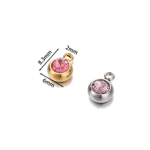Pendentifs pierre de naissance en acier inox doré et argenté 6mm pour bijoux DIY