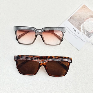 Luxe oversized square sunglasses with sparkling diamond inlay in grey and tortoiseshell