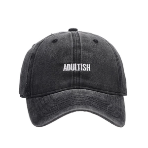 Casquette de baseball vintage gris anthracite avec broderie ADULTISH pour hommes et femmes