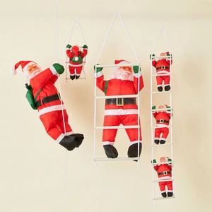 Climbing Santa Claus Hanging Decoration Polyester Cloth Plastic Festive Xmas Holiday Party Ornament Outdoor Indoor