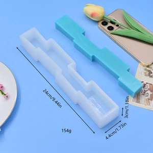 Irregular geometric pillar candle silicone mold with 24cm blue wax finished product