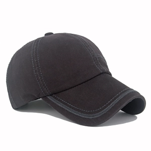 Classic dark grey six-panel cotton baseball cap with curved brim for sun protection