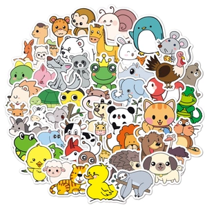 Close-up of various cute waterproof cartoon animal stickers with high-quality die-cut edges