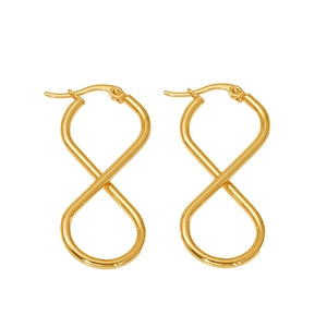 Boucles d'oreilles créoles chic en acier inoxydable doré 18 carats en forme de 8