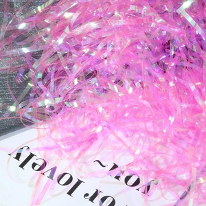 Pink iridescent shredded raffia paper filler for gift boxes and wedding DIY decoration