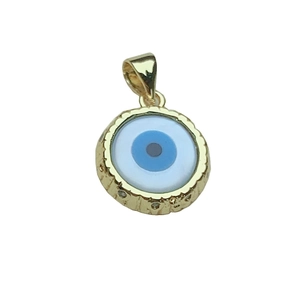 Golden Evil Eye pendant with blue resin and rhinestone inlay for DIY necklaces