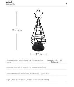 Detailed dimensions of the Nordic LED Christmas tree lamp, 28.5cm height and 12cm width