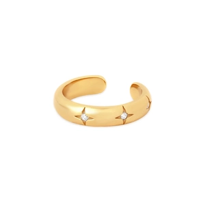 Elegant 18k gold plated cuff earring with white zircon starburst inlay design