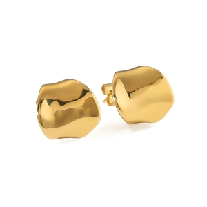 Polished 18k gold plated stainless steel earrings with irregular geometric lava design