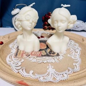 DIY silicone mold for blindfolded girl bust candle set with intricate floral textures