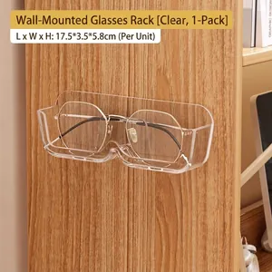 Wall Mounted Glasses Holder Punch-Free Adhesive Sunglasses Display Rack Plastic Home Organization Storage Organizer