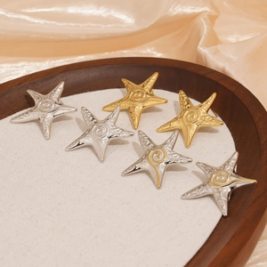 Starfish stainless steel earrings in gold and silver finish with textured surface detail