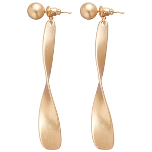 Boucles d'oreilles pendantes géométriques torsadées en métal doré mat avec perles