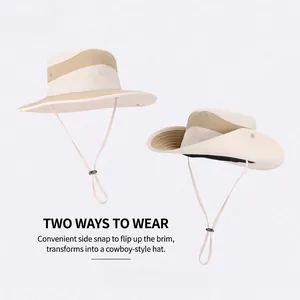 Cappello parasole impermeabile da esterno con coulisse regolabile e tesa larga da pesca