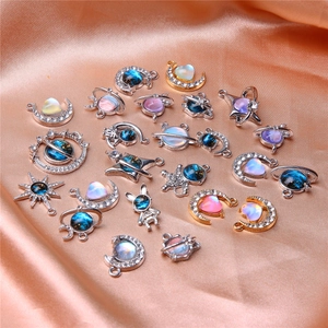 Mix of gold and silver astronaut star moon pendants with gradient resin for DIY jewelry