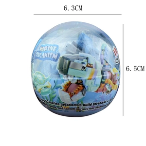 DIY ocean shark building block set in a transparent capsule toy shell for kids