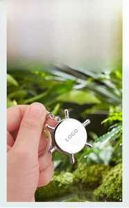 Zinc alloy ship wheel keychain with custom laser engraving for outdoor corporate gifts