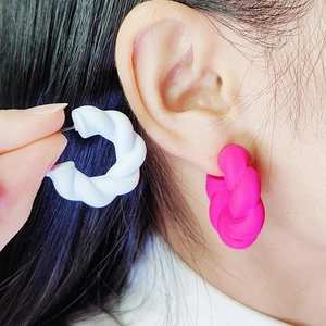 Twist C-Shape Hoop Earrings Acrylic Matte Geometric Simple Fashion Jewelry With Silver Earring Post For Women