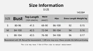 Size chart for women's two-piece set showing bust, waist, hips, and length in cm