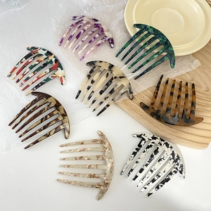 Vintage Acetate Hair Comb For Women Elegant Marbled Tortoiseshell Pattern Side Insert Hairpin Accessory