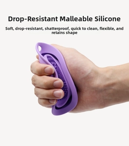 Flexible purple silicone cleaning mat showing durability and textured cleaning surface
