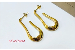 Stainless steel 18K gold chunky U-shaped drop earrings fashion jewelry for women stylish wear