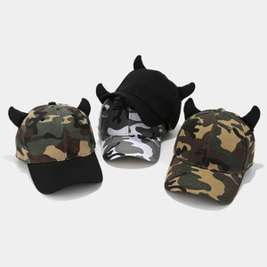 Cappellino Da Baseball Con Corna Da Diavolo 3D Acrilico Motivo Mimetico Cappello Da Sole Regolabile Stile Punk Street