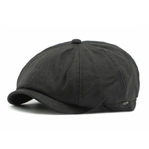 Berretto newsboy classico nero a spina di pesce con pannelli ottagonali per l'inverno