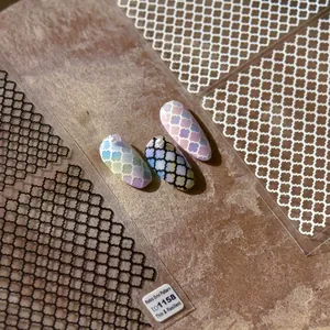 Retro Plaid Nail Art Stickers Ultra Thin Flexible Self Adhesive Grid Pattern Decals Manicure Decoration