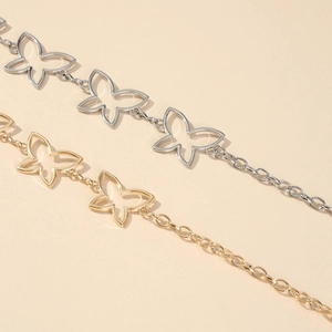 Minimalist hollow butterfly alloy waist chain in gold and silver finish for dresses
