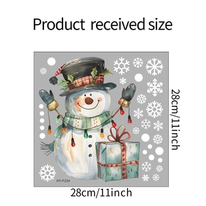 Christmas snowman wall sticker dimensions 28x28cm with gift box and snowflake patterns