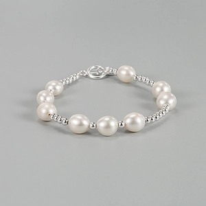 Natural Freshwater Pearl Bracelet Baroque Irregular Beaded Copper Toggle Clasp Elegant Fashion Jewelry Women