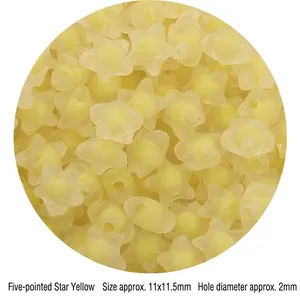 Star-shaped yellow frosted acrylic beads for DIY crafting, measuring 11x11.5mm in size