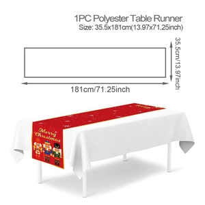 Polyester Christmas table runner featuring nutcracker prints and exact size dimensions