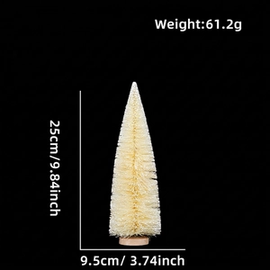 Detail showing a 25cm cream mini sisal Christmas tree with a round wooden base