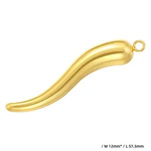 Polished gold chili pendant necklace 12mm width and 57.5mm length measurement