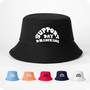 Chapeau Bob Imprimé Support Day Drinking En Coton Protection Solaire Pliable Streetwear Décontracté Pour Femmes Hommes