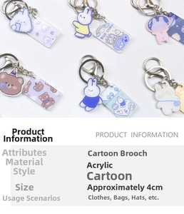Detailed view of 4cm cute acrylic bear and rabbit charms for bags and accessories