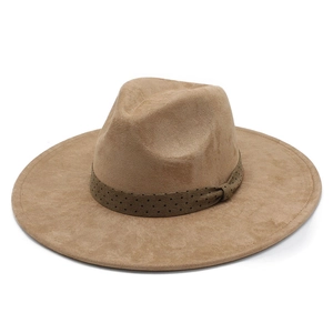 Chapeau Fedora À Large Bord Rétro Suède Feutre Jazz Casquette Avec Bande À Pois Nœud Décoratif Style Britannique
